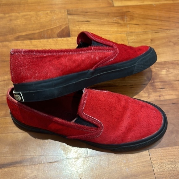 Sperry Top-Sider Jeffrey Red Leather Loafers Boat Shoes Mocs Cow Fur Pony Hair - Picture 2 of 9